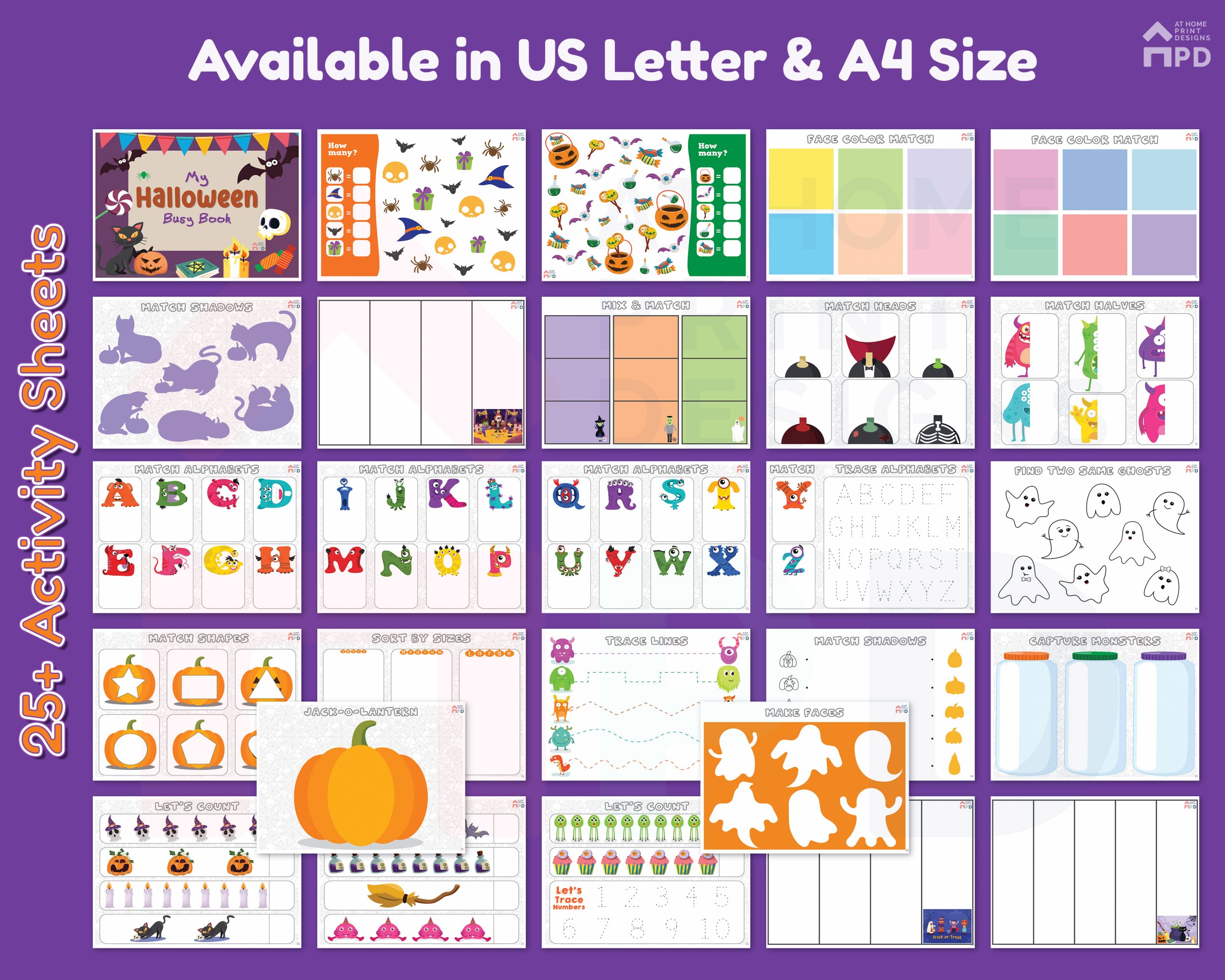 Halloween Busy Book Activity Sheets AtHomePrintDesigns