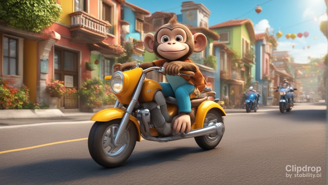 Bandar Mama Ki Bike Cartoon monkey riding a motorbike